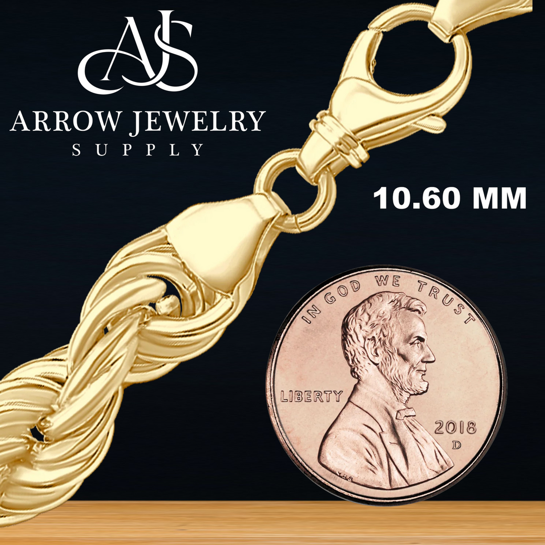 Solid 14K Yellow Gold Handmade Solid Rope Chain Necklace - Custom Length
