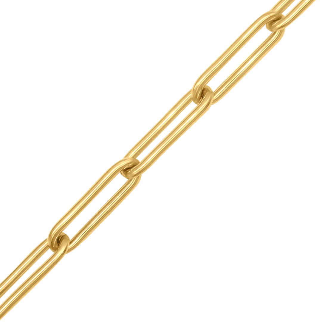 Solid 14K Yellow Gold Round Paperclip Cable Link Chain Custom Length Necklace