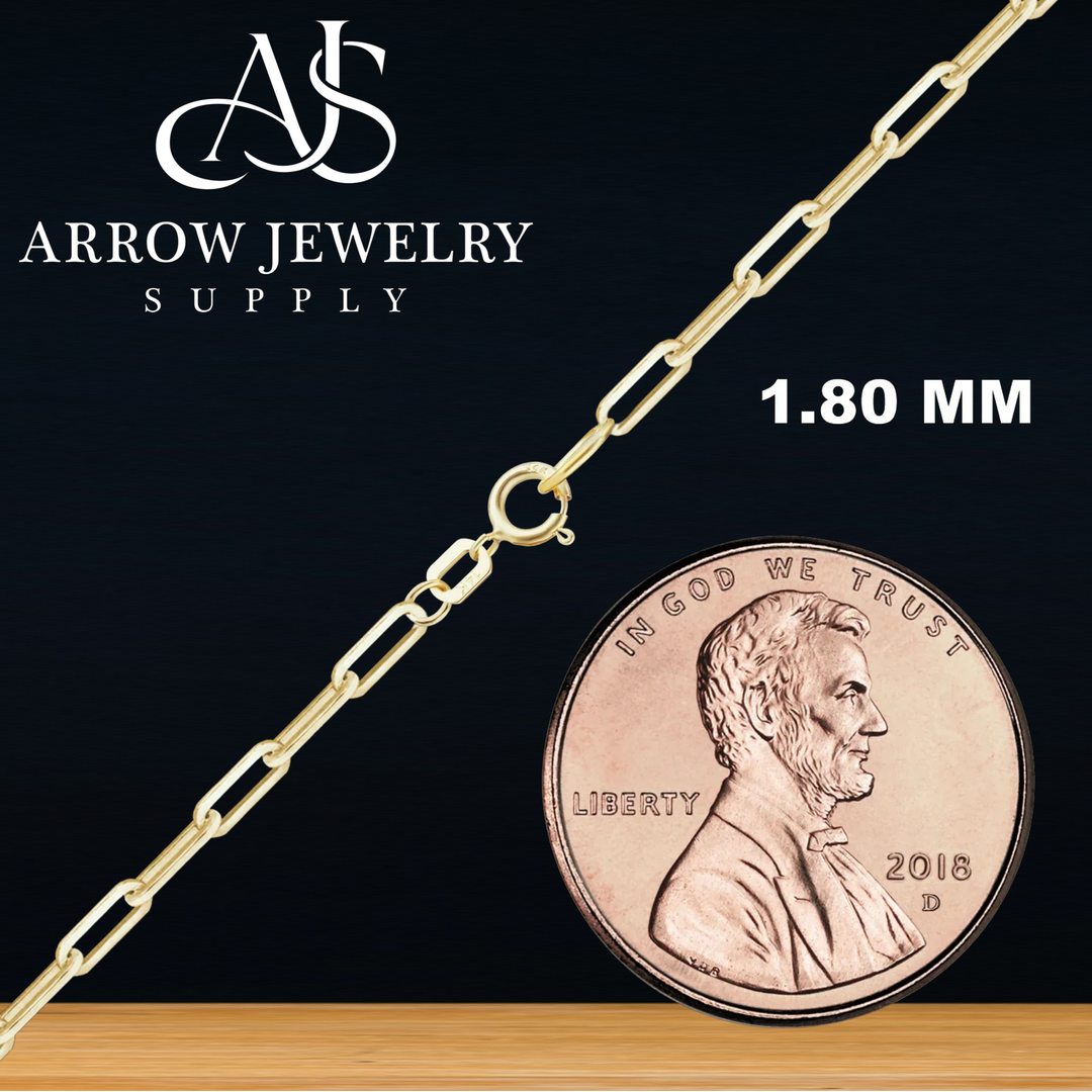 Solid 14K Yellow Gold Paperclip Cable Link Chain Necklace - Custom Length
