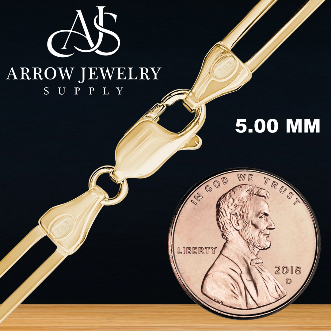 Solid 14K Yellow Gold Paperclip Cable Link Chain Necklace - Custom Length