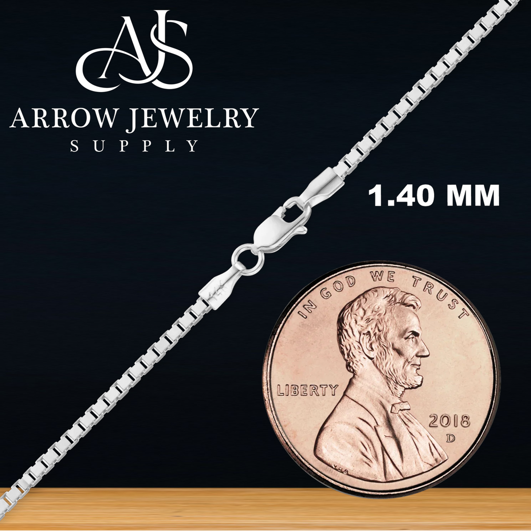 Solid 14K White Gold Venetian Box Chain Necklace Made in any Custom Length