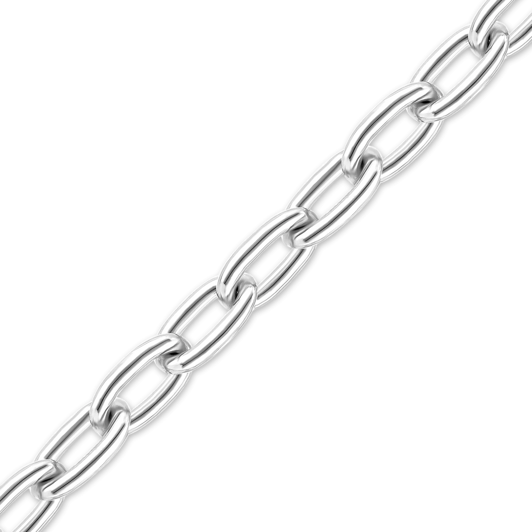 Solid 14K White Gold Elongated Cable Link Chain Necklace Custom Length