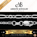 Load image into Gallery viewer, 14K White Gold Diamond Cut Cable Flat Figaro Link Chain Necklace - Custom Length
