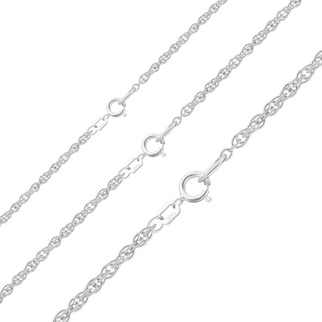 Solid 14K White Gold Classic Rope-Cable Pendant Chain Necklace - Custom Length