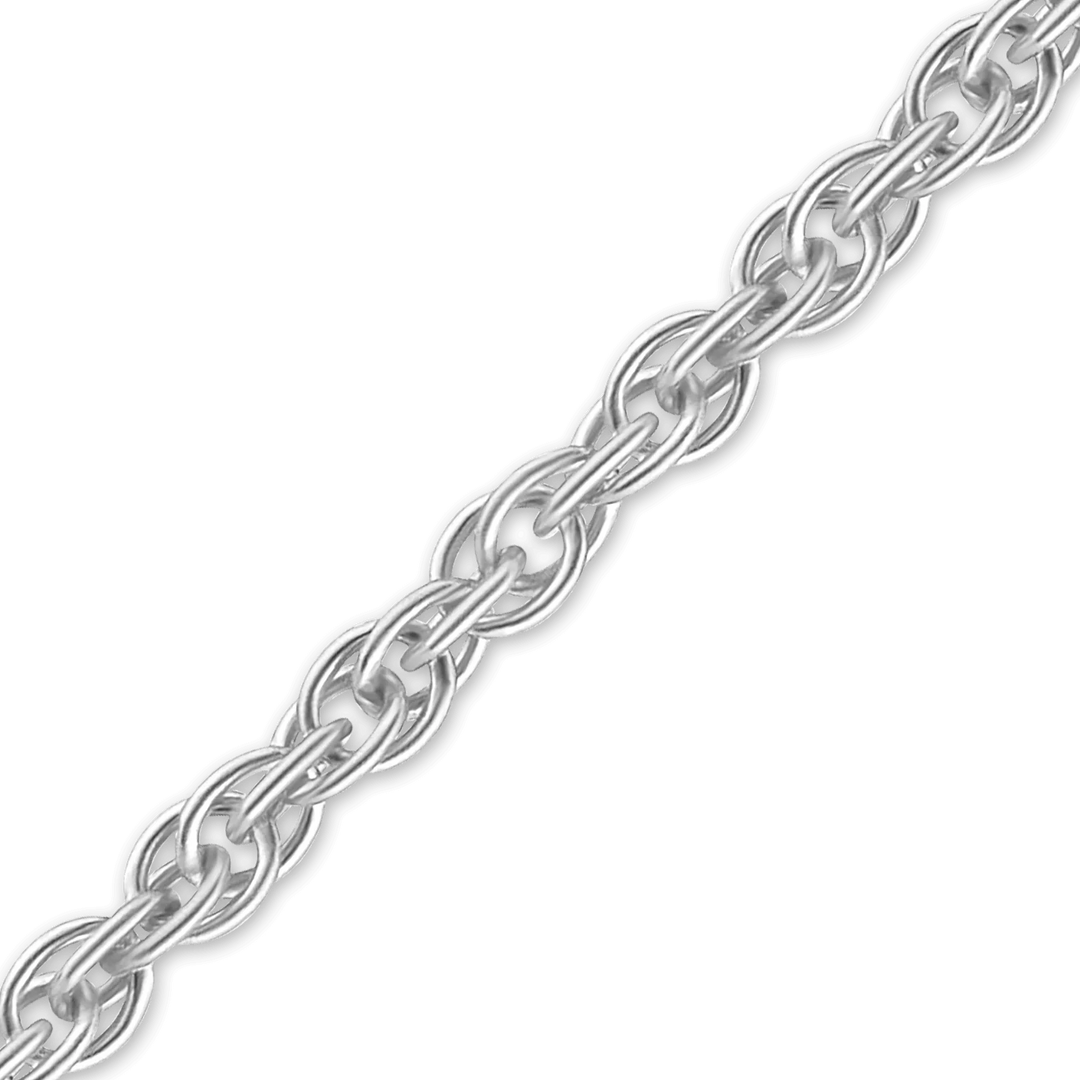 Solid 14K White Gold Classic Rope-Cable Pendant Chain Necklace - Custom Length
