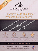 Load image into Gallery viewer, Solid 14K White Gold Classic Rope-Cable Pendant Chain Necklace - Custom Length
