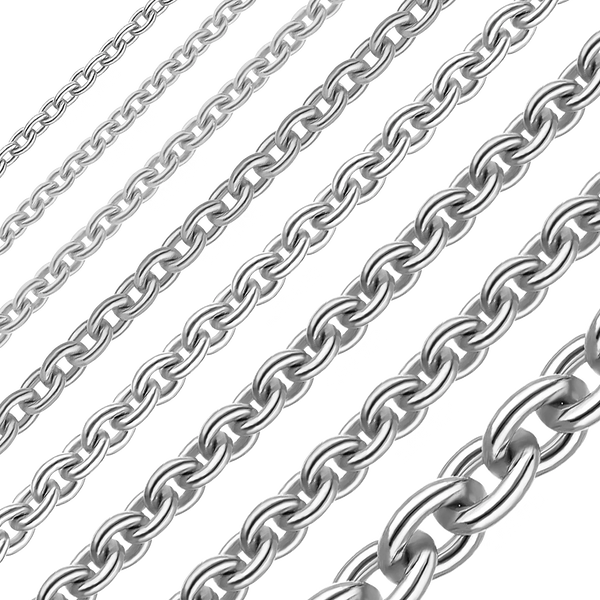 Solid 14K White Gold Heavy Round Cable Link Chain Necklace - Custom Length