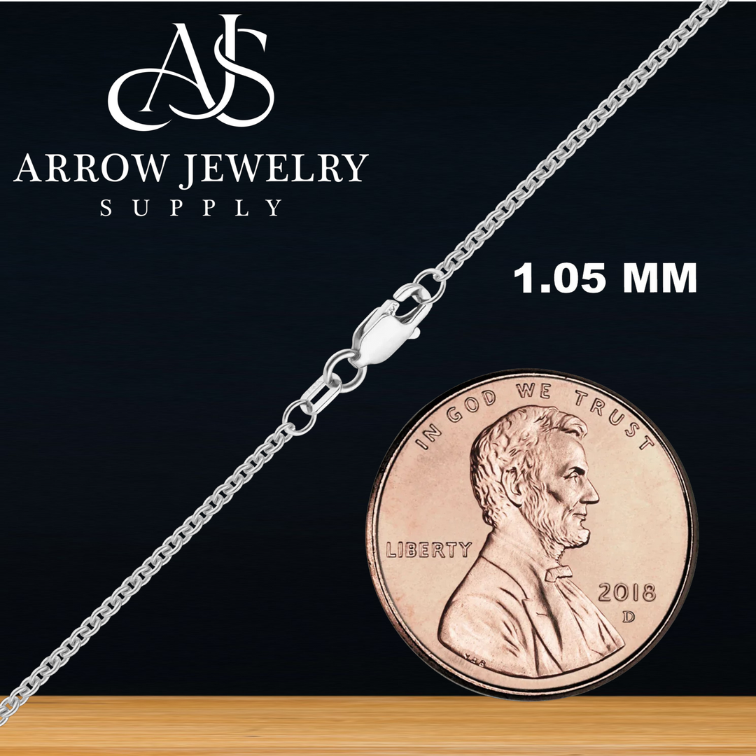 Solid 14K White Gold Heavy Round Cable Link Chain Necklace - Custom Length