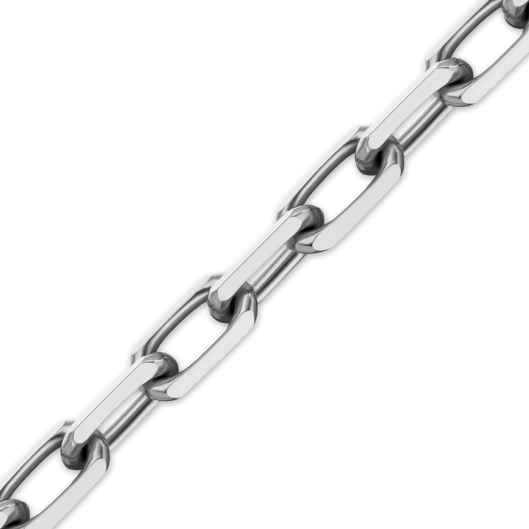 Solid 14K White Gold Elongated Diamond Cut Cable Link Custom Length Chain Necklace