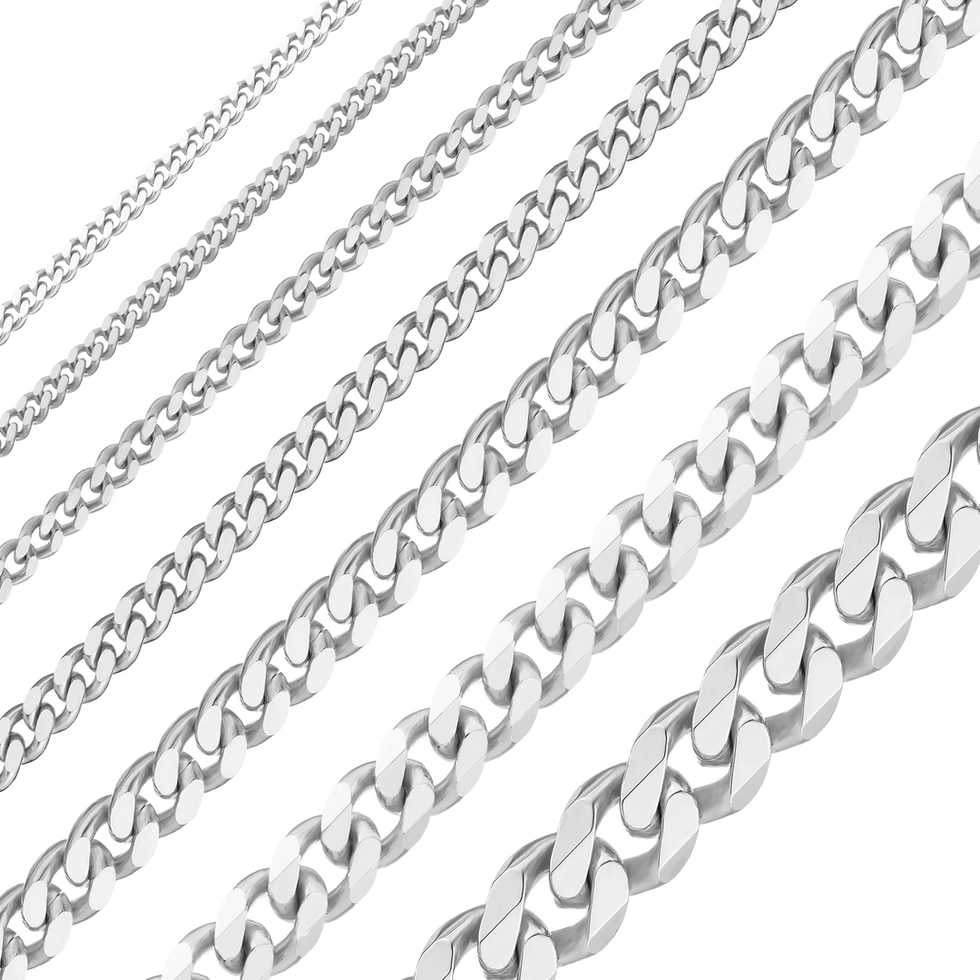 Solid 14K White Gold Curb Cuban Link Chain Necklace Made in any Custom Length