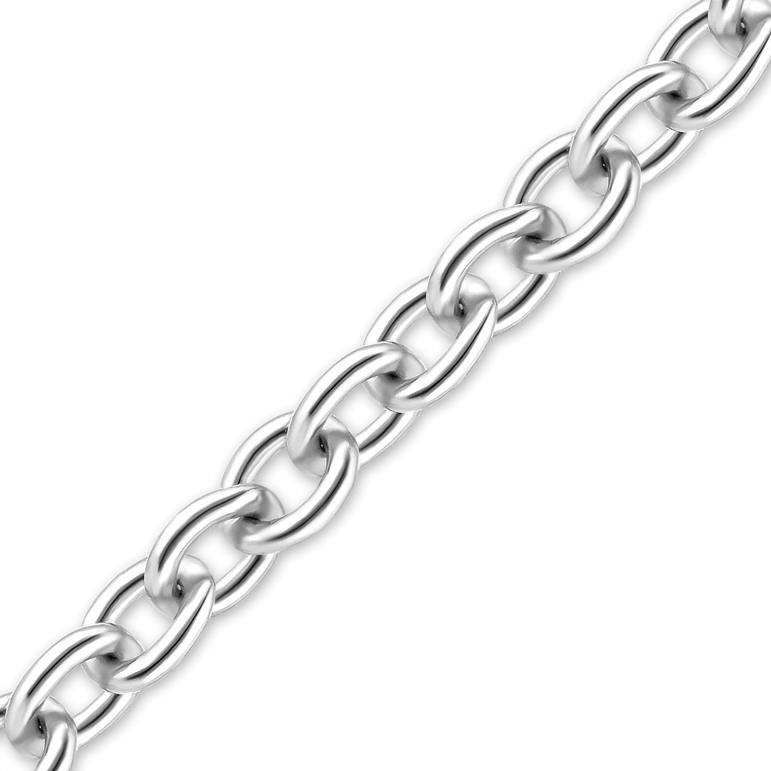 Solid 14K White Gold Medium Round Cable Link Chain Necklace - Custom Length