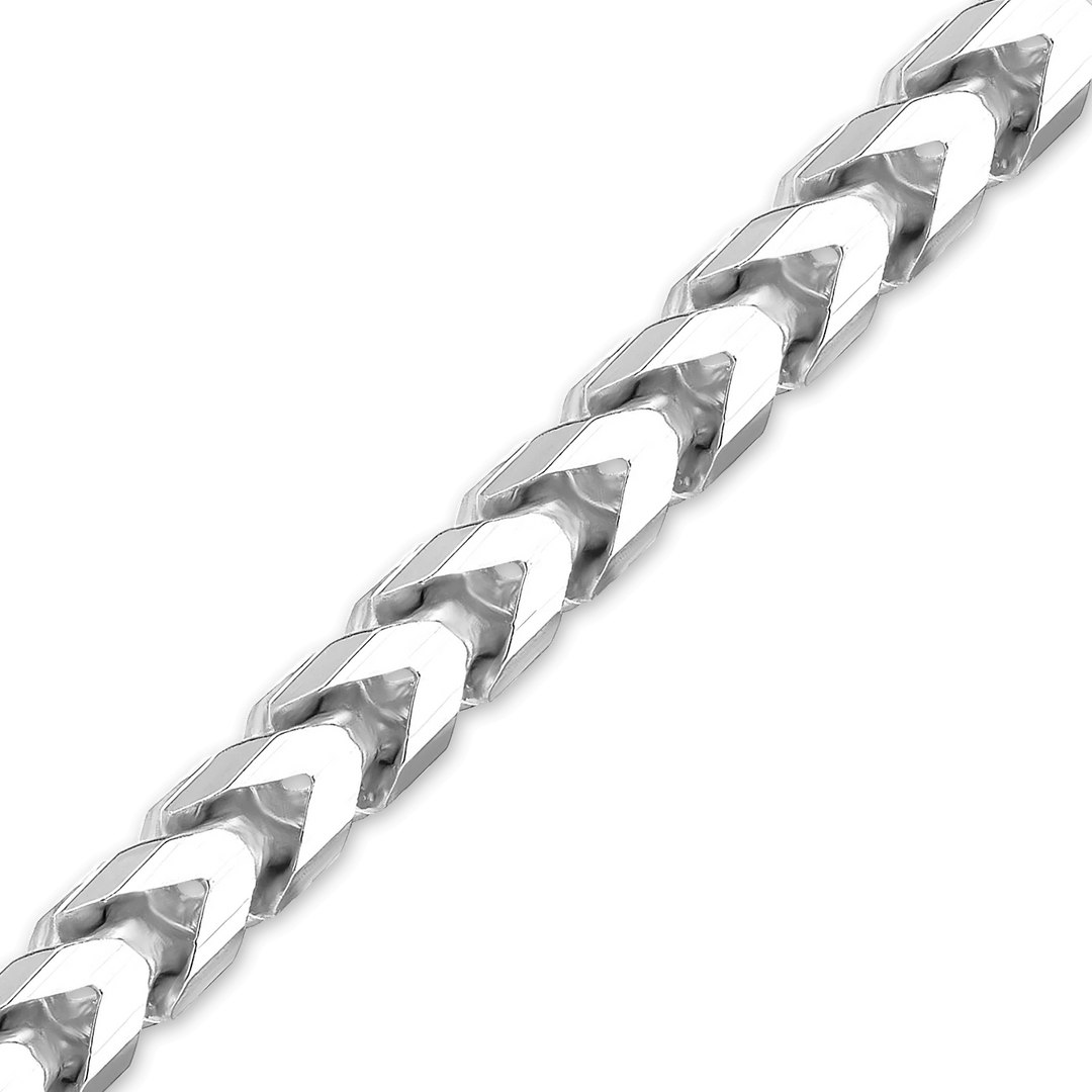Solid 14K White Gold Franco Foxtail Chain Necklace Made in any Custom Length
