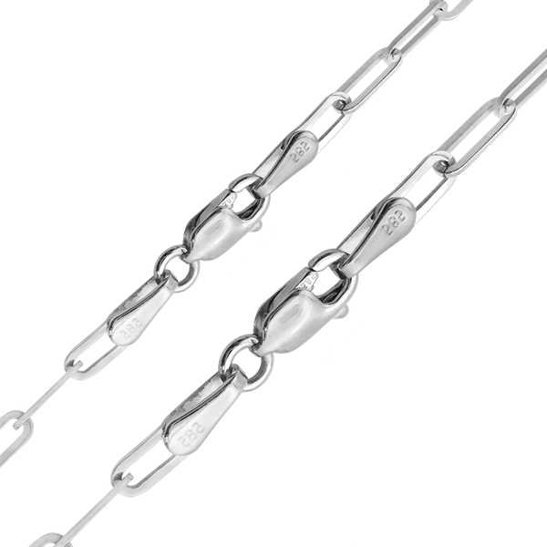 Solid 14K White Gold Paperclip Cable Link Chain Necklace - Custom Length