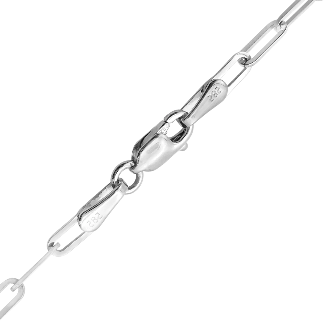 Solid 14K White Gold Paperclip Cable Link Chain Necklace - Custom Length