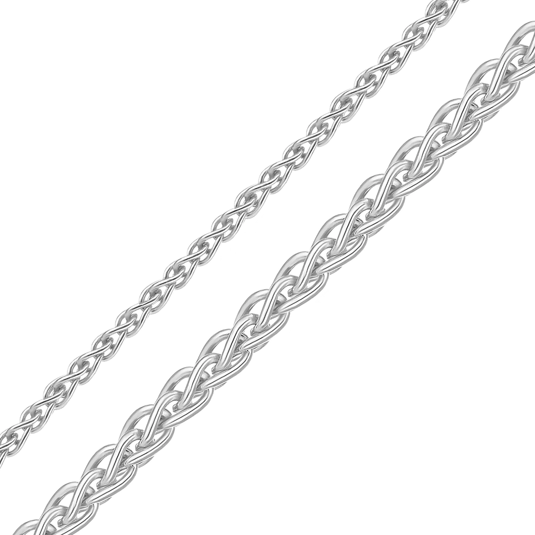 Solid 14K White Gold Wheat Chain Necklace Made in any Custom Length