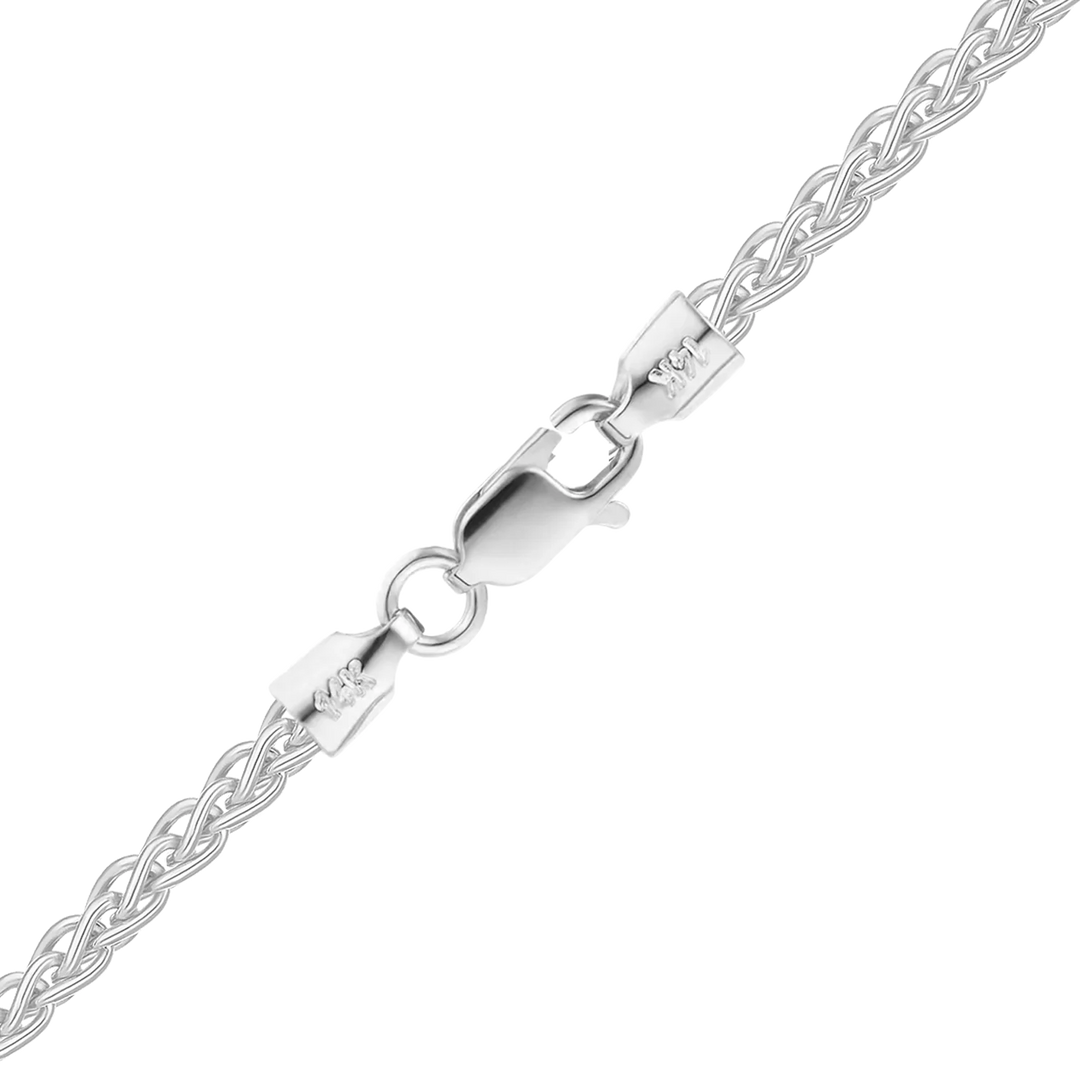 Solid 14K White Gold Wheat Chain Necklace Made in any Custom Length
