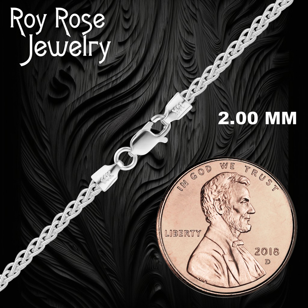 Solid 14K White Gold Wheat Chain Necklace Made in any Custom Length