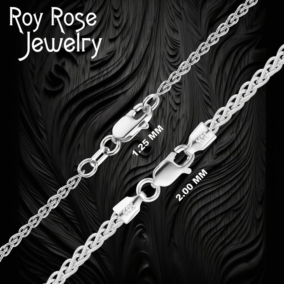 Solid 14K White Gold Wheat Chain Necklace Made in any Custom Length