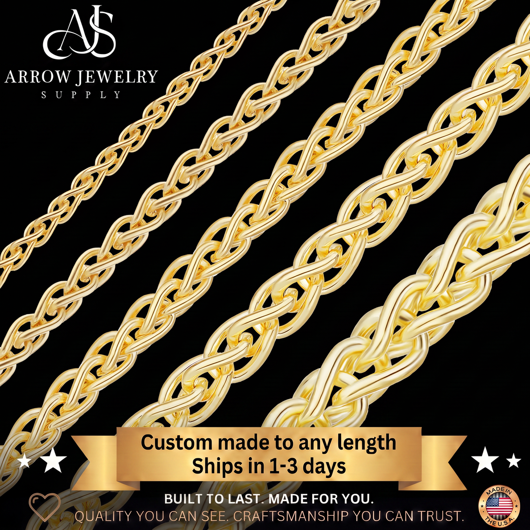 Solid 14K Yellow Gold Wheat Chain Necklace Made in any Custom Length