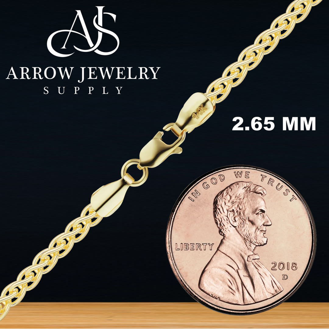 Solid 14K Yellow Gold Wheat Chain Necklace Made in any Custom Length