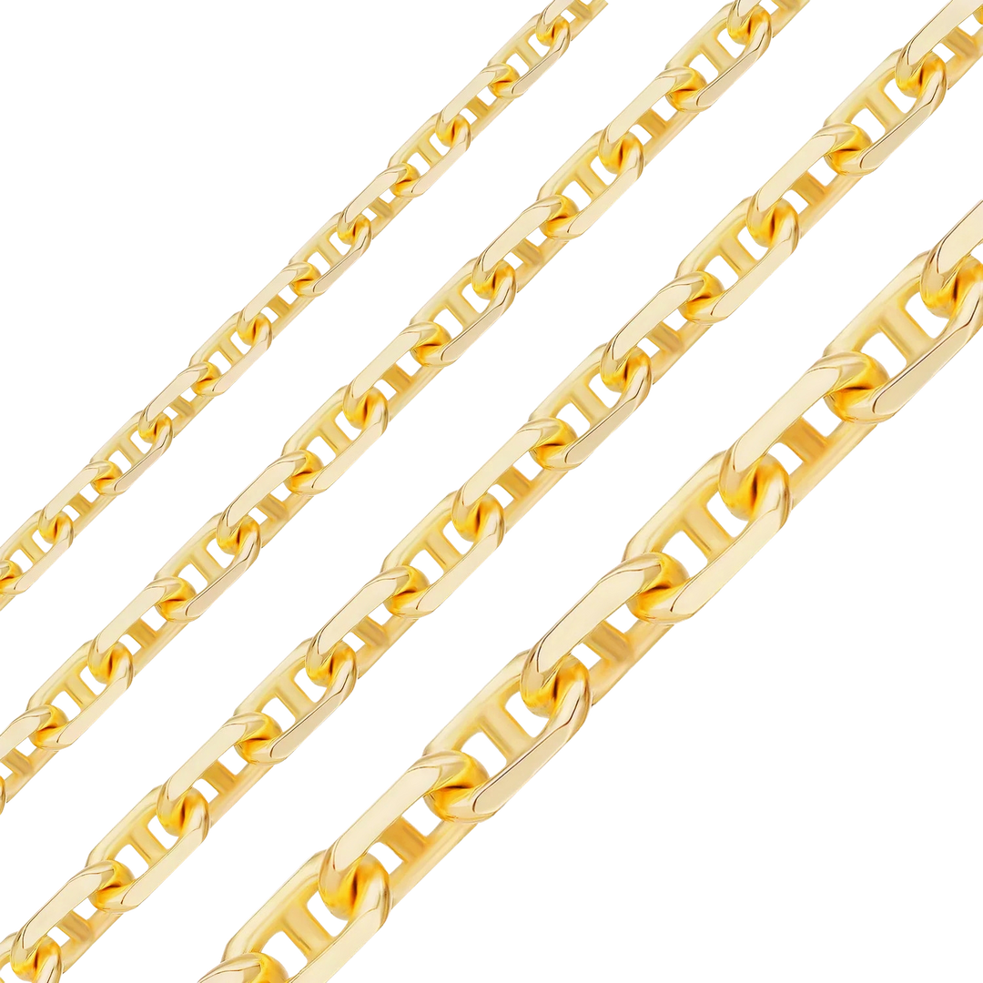 14K Yellow Gold Anchor Mariner Cable Link Chain Bracelet Solid Gold Not Plated