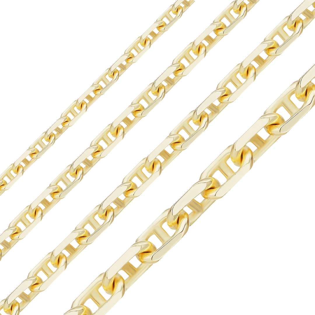 14K Yellow Gold Anchor Mariner Cable Link Chain Bracelet Solid Gold Not Plated