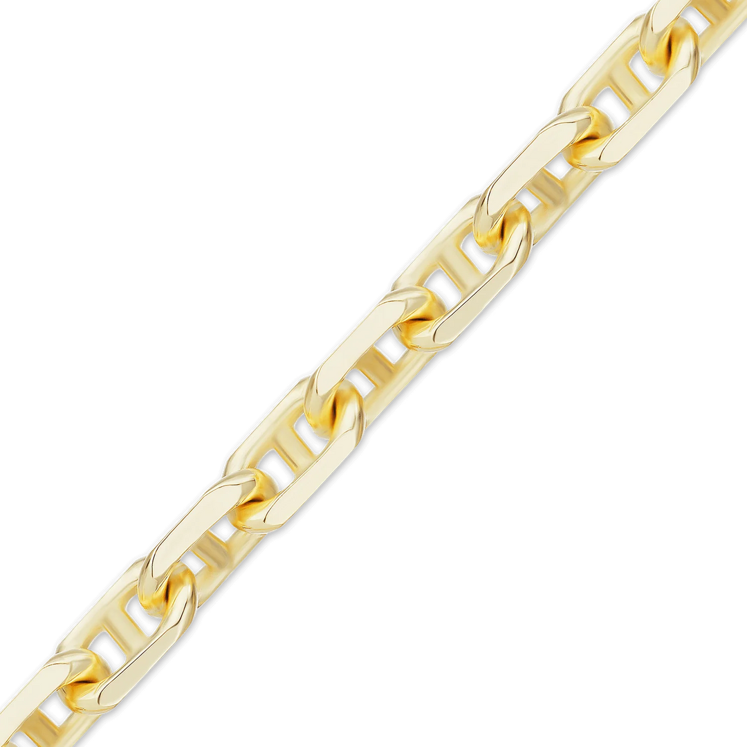 14K Yellow Gold Anchor Mariner Cable Link Chain Bracelet Solid Gold Not Plated