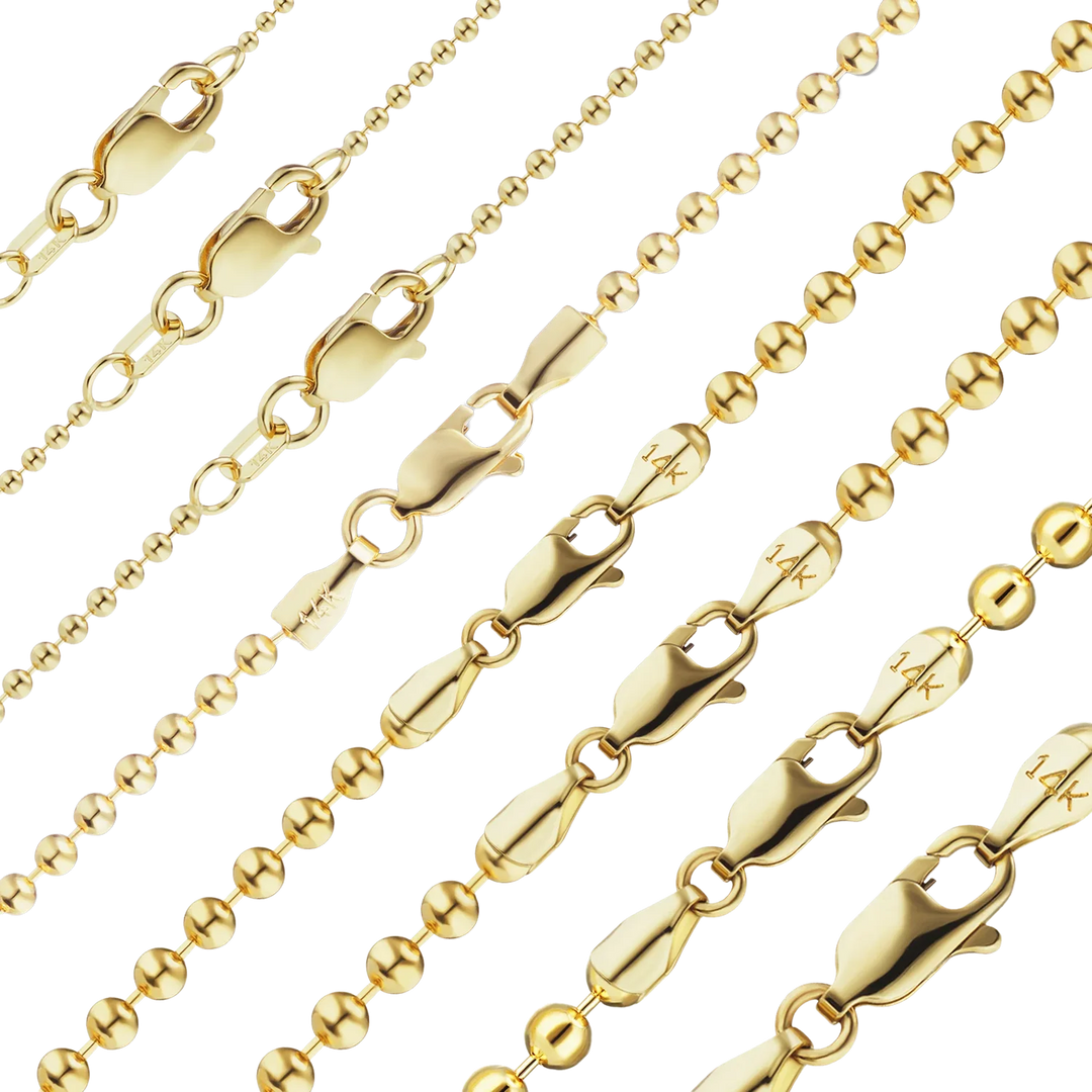14K Yellow Gold Round Ball Bead Bracelet Solid Gold Ball Bracelet