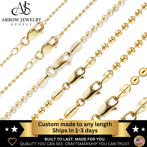 14K Yellow Gold Round Ball Bead Bracelet Solid Gold Ball Bracelet