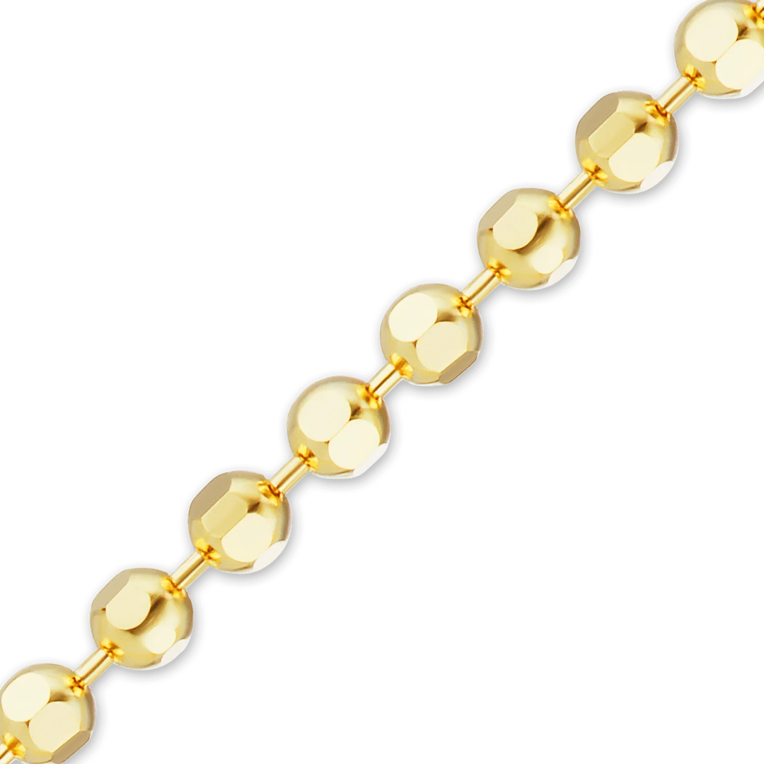 14K Yellow Gold Diamond Cut Round Ball Bead Bracelet Solid Gold Not Plated