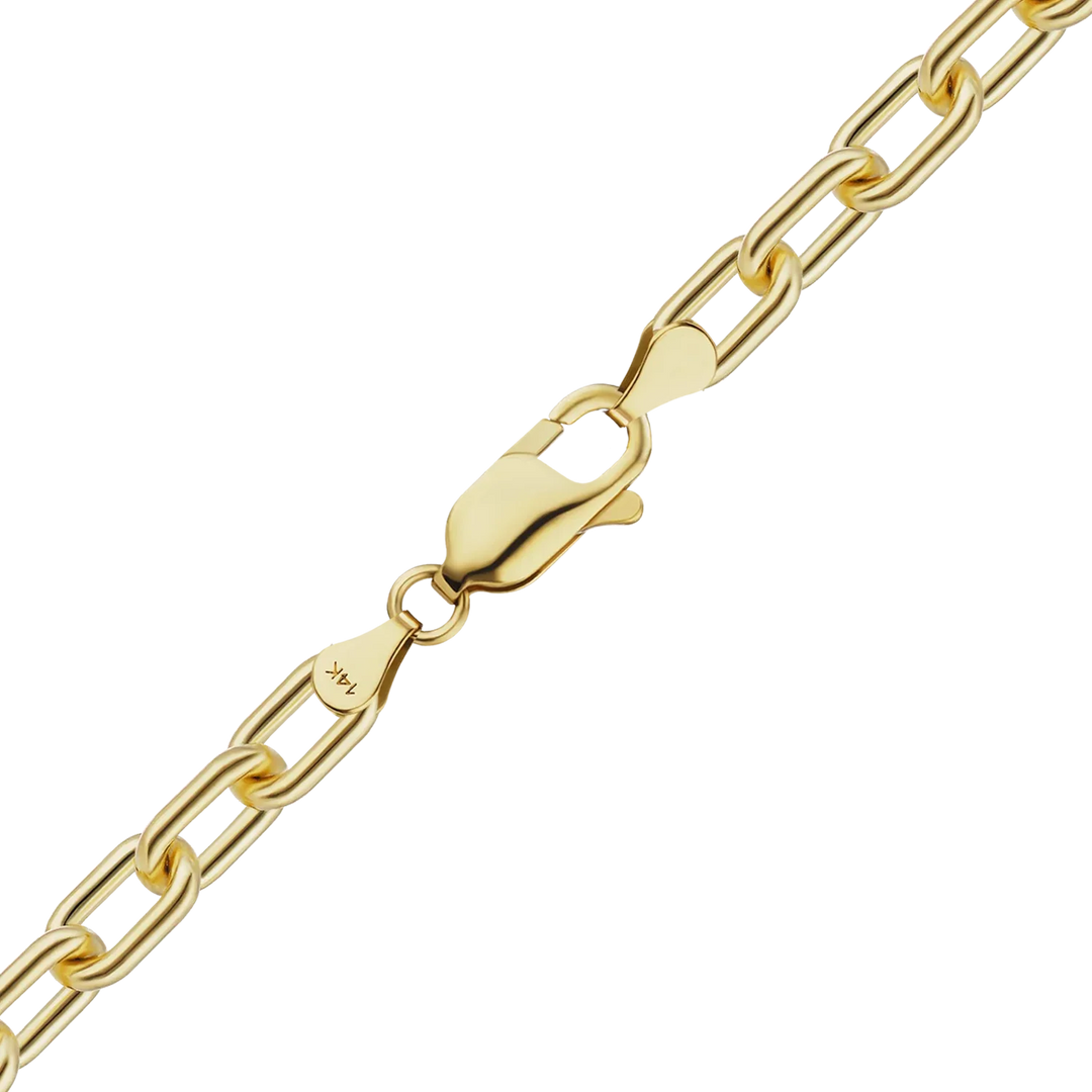 14K Yellow Gold Elongated Cable Chain Bracelet Solid Gold Oval Link Not Plated