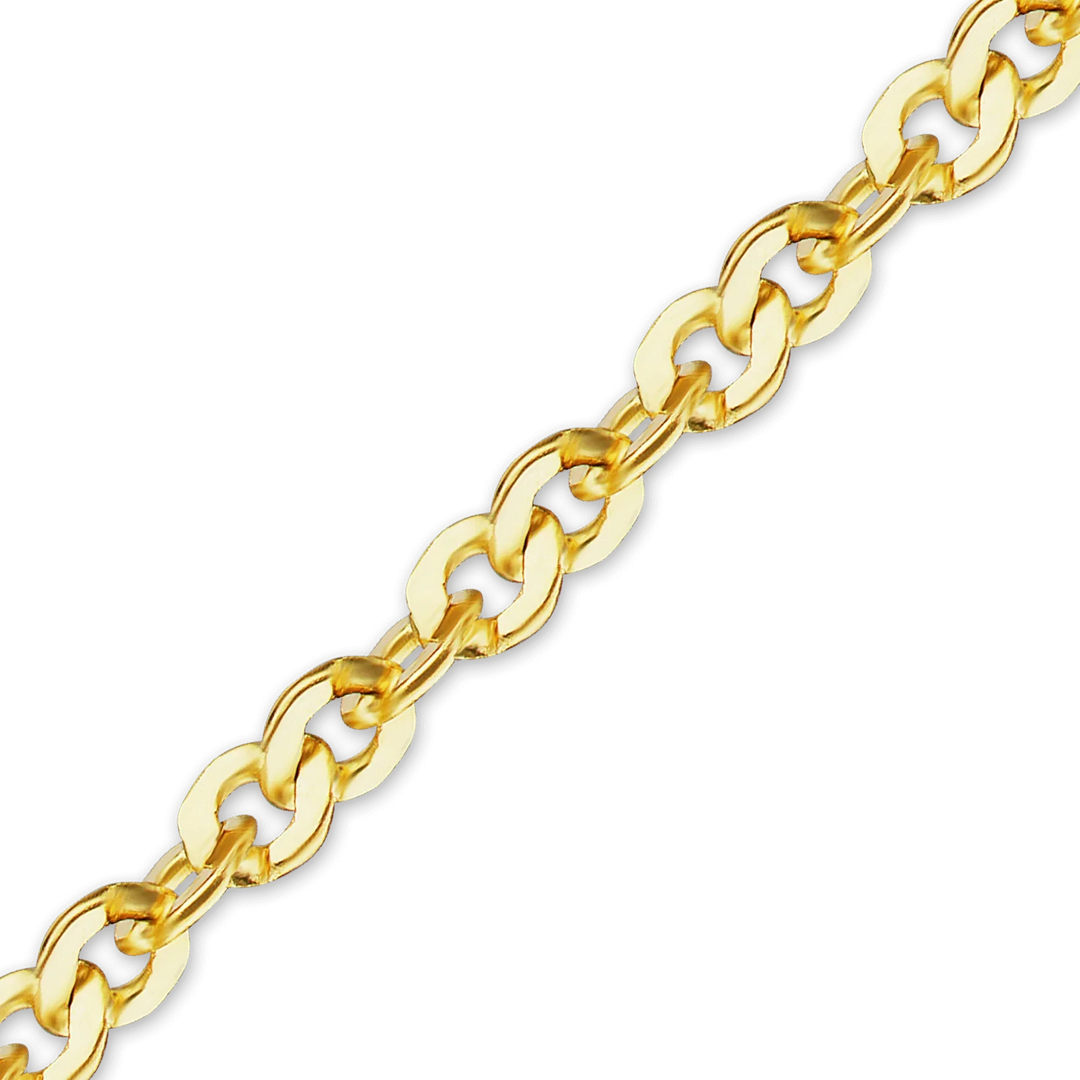 14K Yellow Gold Flat Twisted Cable Link Chain Bracelet Solid Gold Not Plated