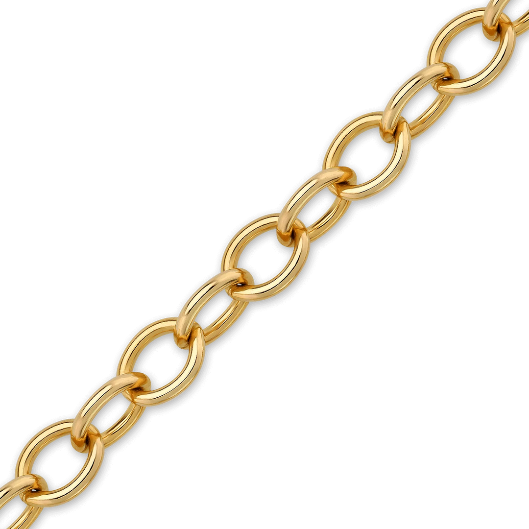 14K Yellow Gold Light Round Cable Link Chain Bracelet Solid Gold Not Plated