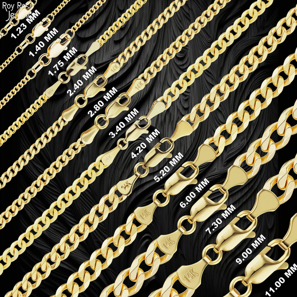 14K Yellow Gold Classic Curb Cuban Link Chain Bracelet Solid Gold Not Plated