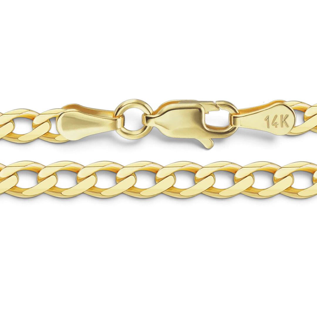 14K Yellow Gold Light Curb Cuban Link Chain Bracelet Solid Gold Not Plated