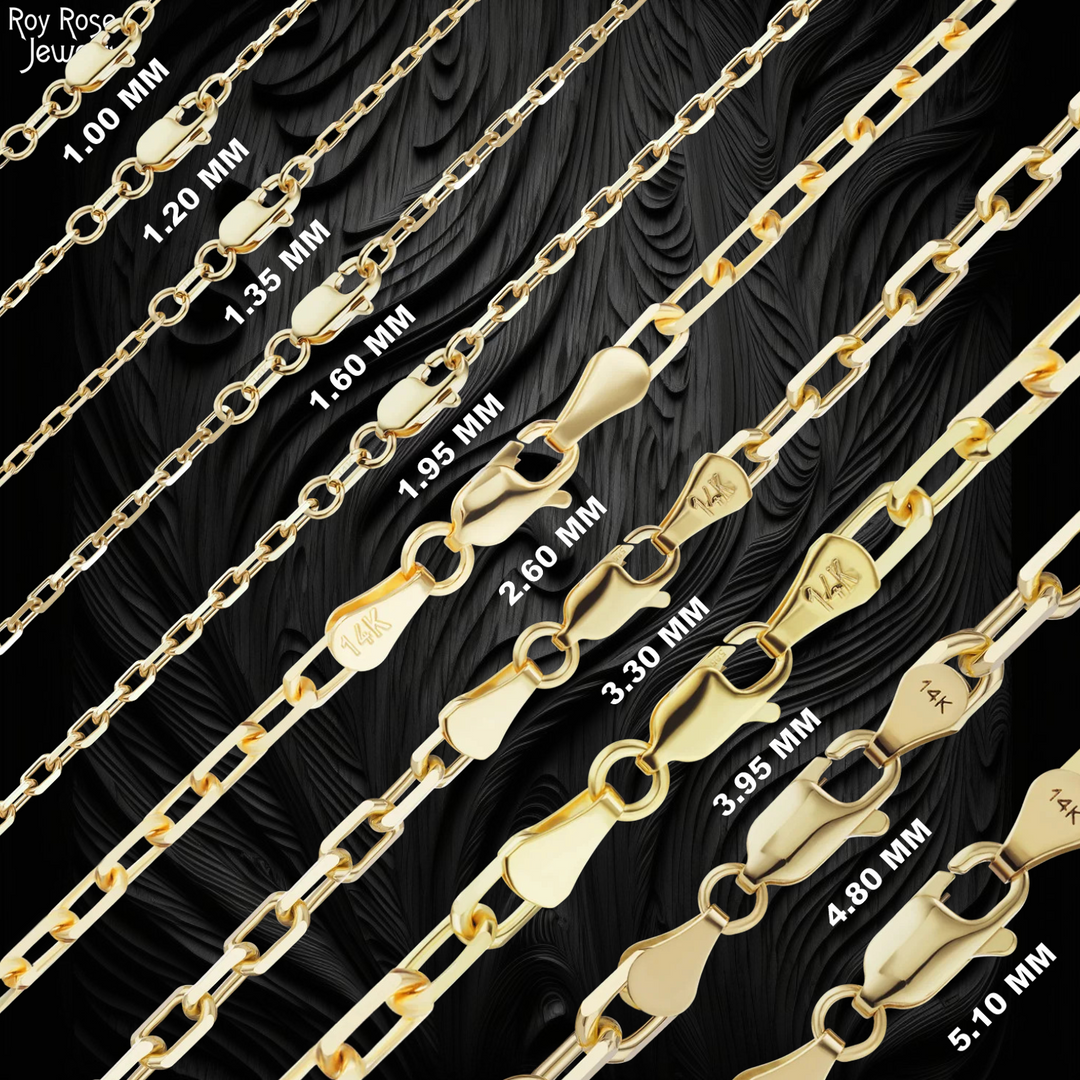 14K Yellow Gold Elongated Diamond Cut Cable Link Chain Bracelet Solid Gold