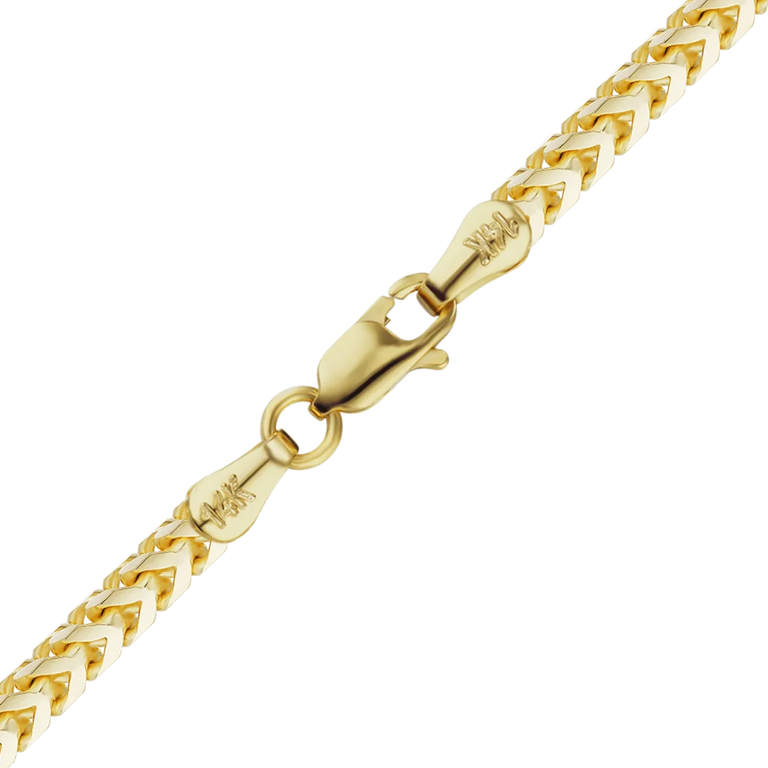 14K Yellow Gold Franco Foxtail Chain Bracelet Solid Gold Square Link