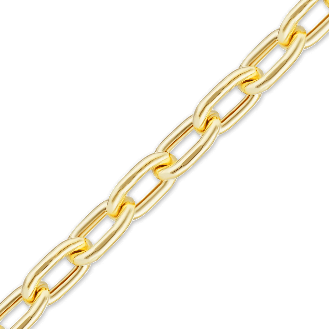 14K Yellow Gold Elongated Cable Link Chain Bracelet Semi-Solid Not Plated