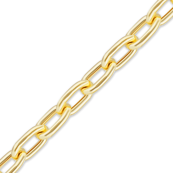 14K Yellow Gold Elongated Cable Link Chain Bracelet Semi-Solid Not Plated
