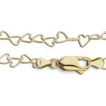 Load image into Gallery viewer, 14K Yellow Gold Tall Heart Link Bracelet Solid Gold Not Plated
