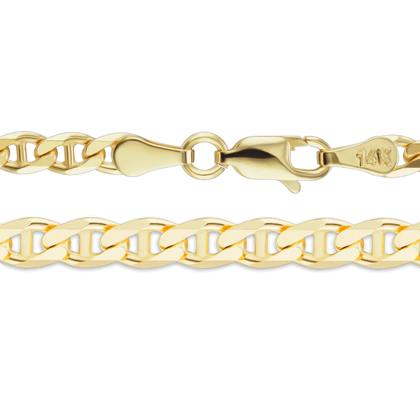 14K Yellow Gold Mariner Anchor Curb Link Bracelet Solid Gold Nautical Not Plated