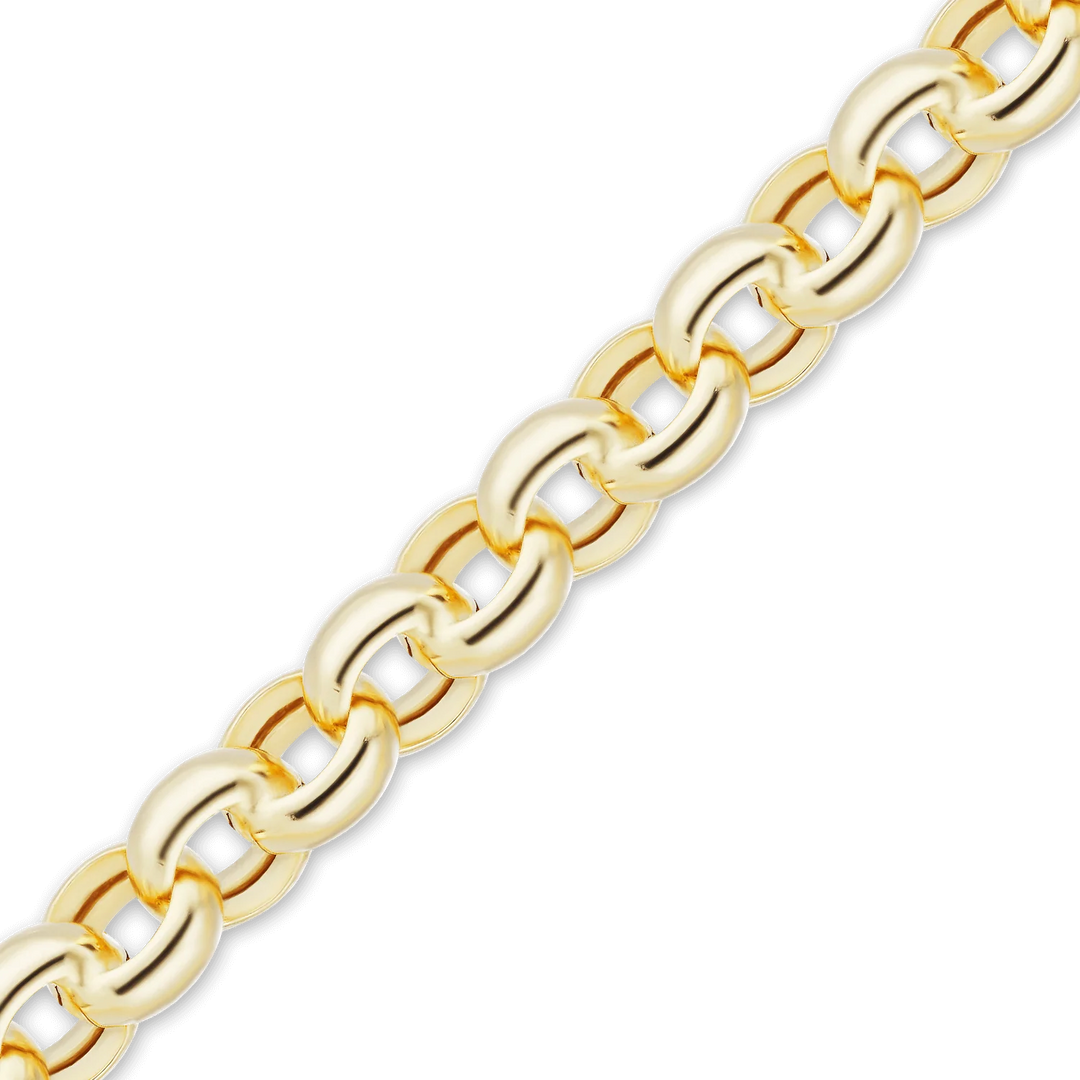 14K Yellow Gold Rolo Link Chain Bracelet Solid Gold Classic Link Not Plated