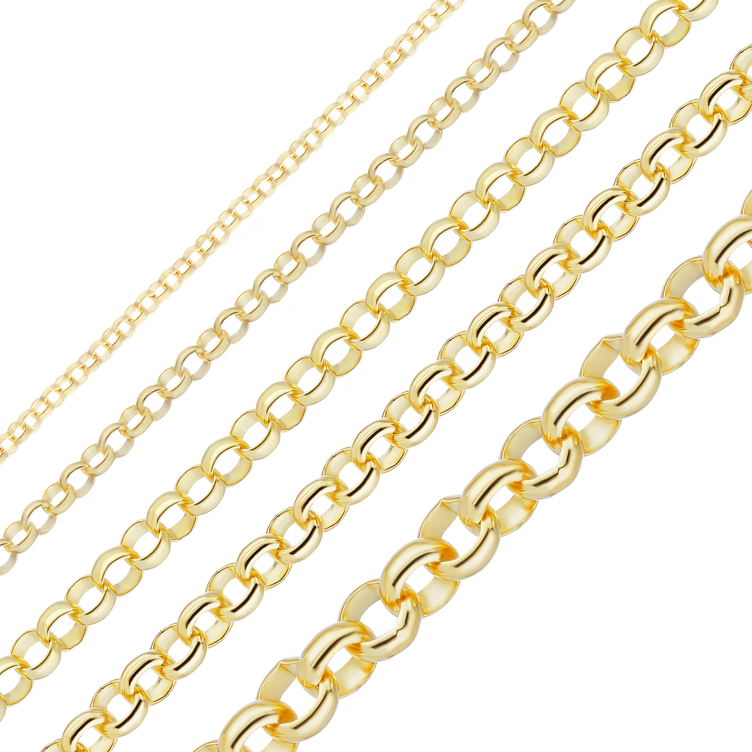 14K Yellow Gold Rolo Link Chain Bracelet Solid Gold Classic Link Not Plated