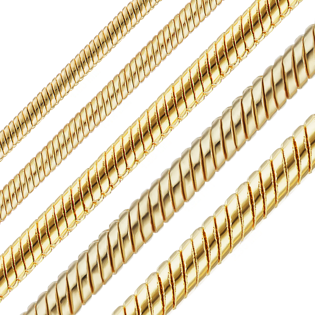 14K Yellow Gold Round Snake Chain Bracelet Solid Gold Not Plated