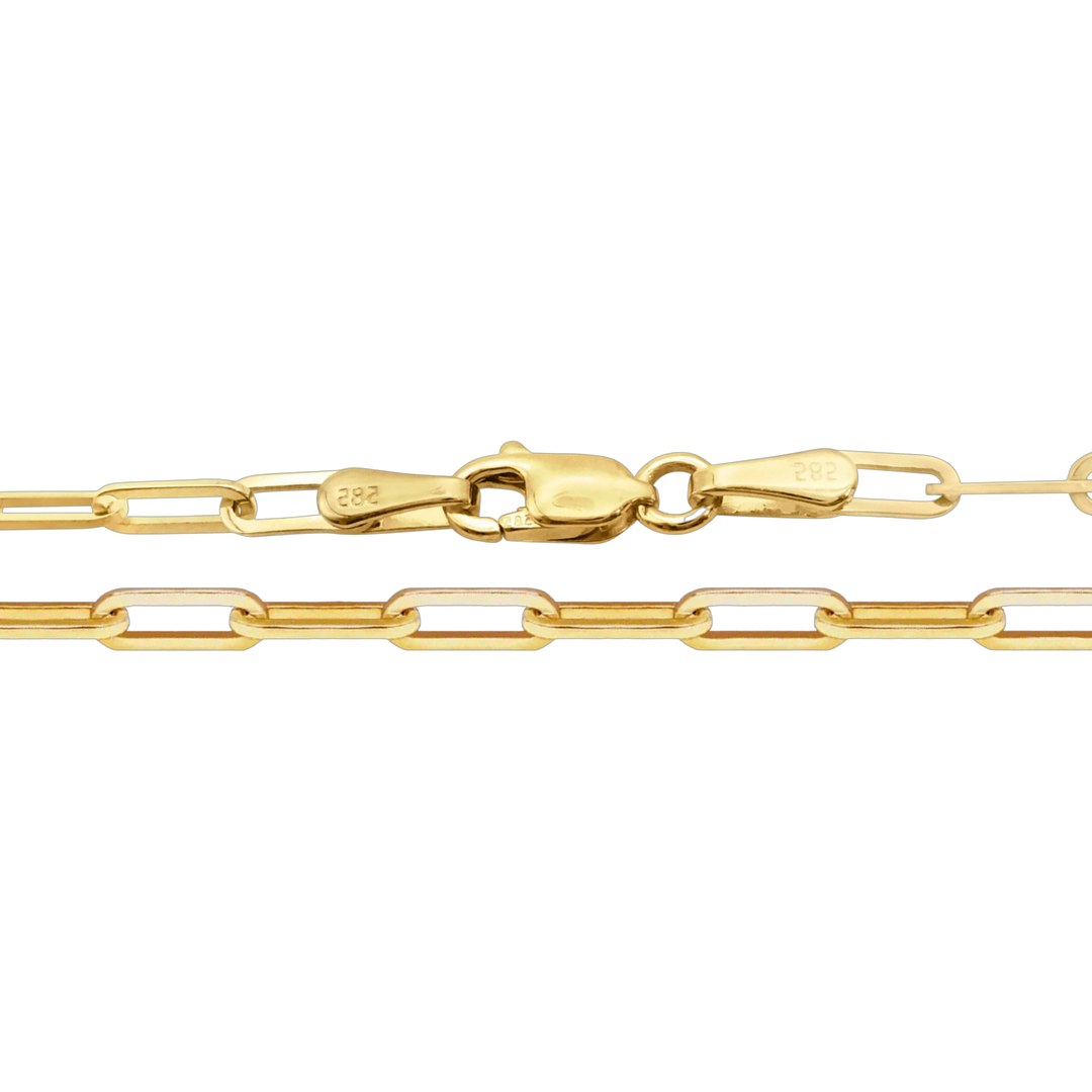 14K Yellow Gold Paperclip Cable Link Chain Bracelet Solid Gold