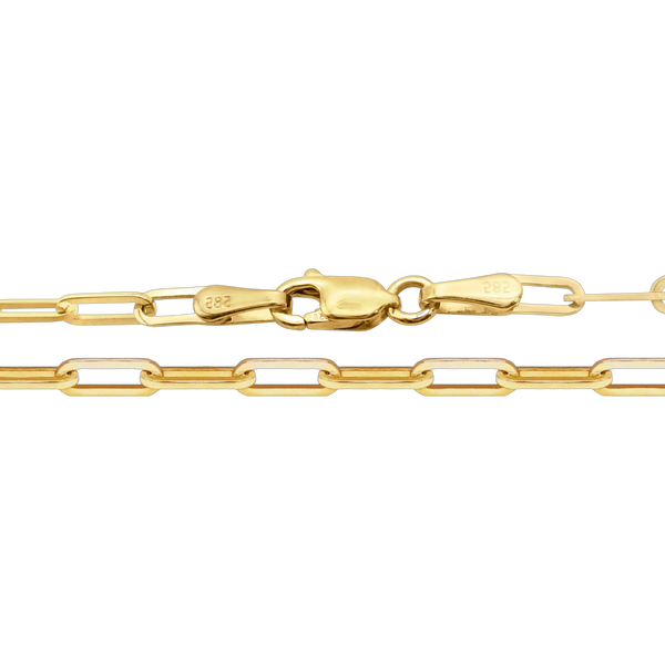 14K Yellow Gold Paperclip Cable Link Chain Bracelet Solid Gold