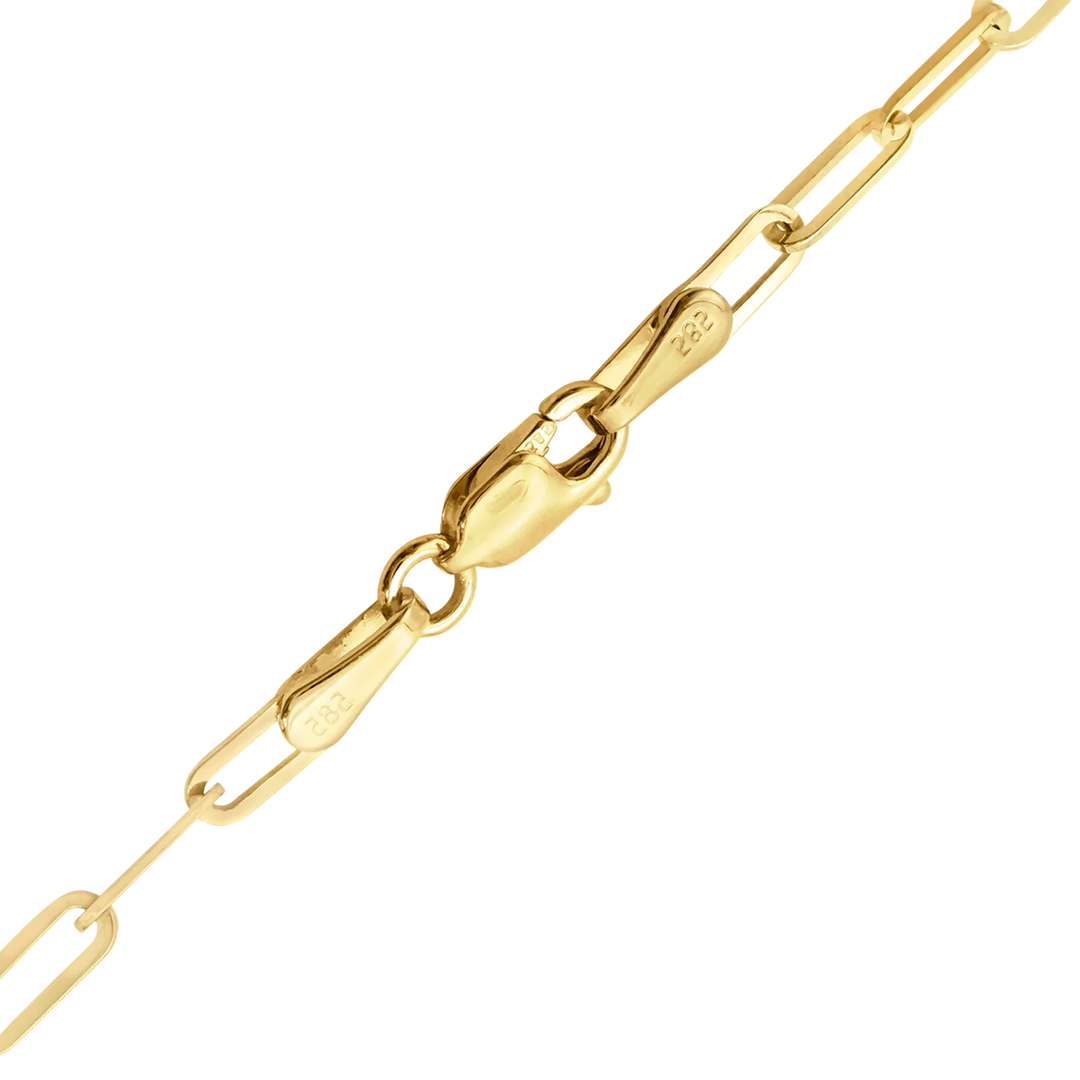 14K Yellow Gold Paperclip Cable Link Chain Bracelet Solid Gold