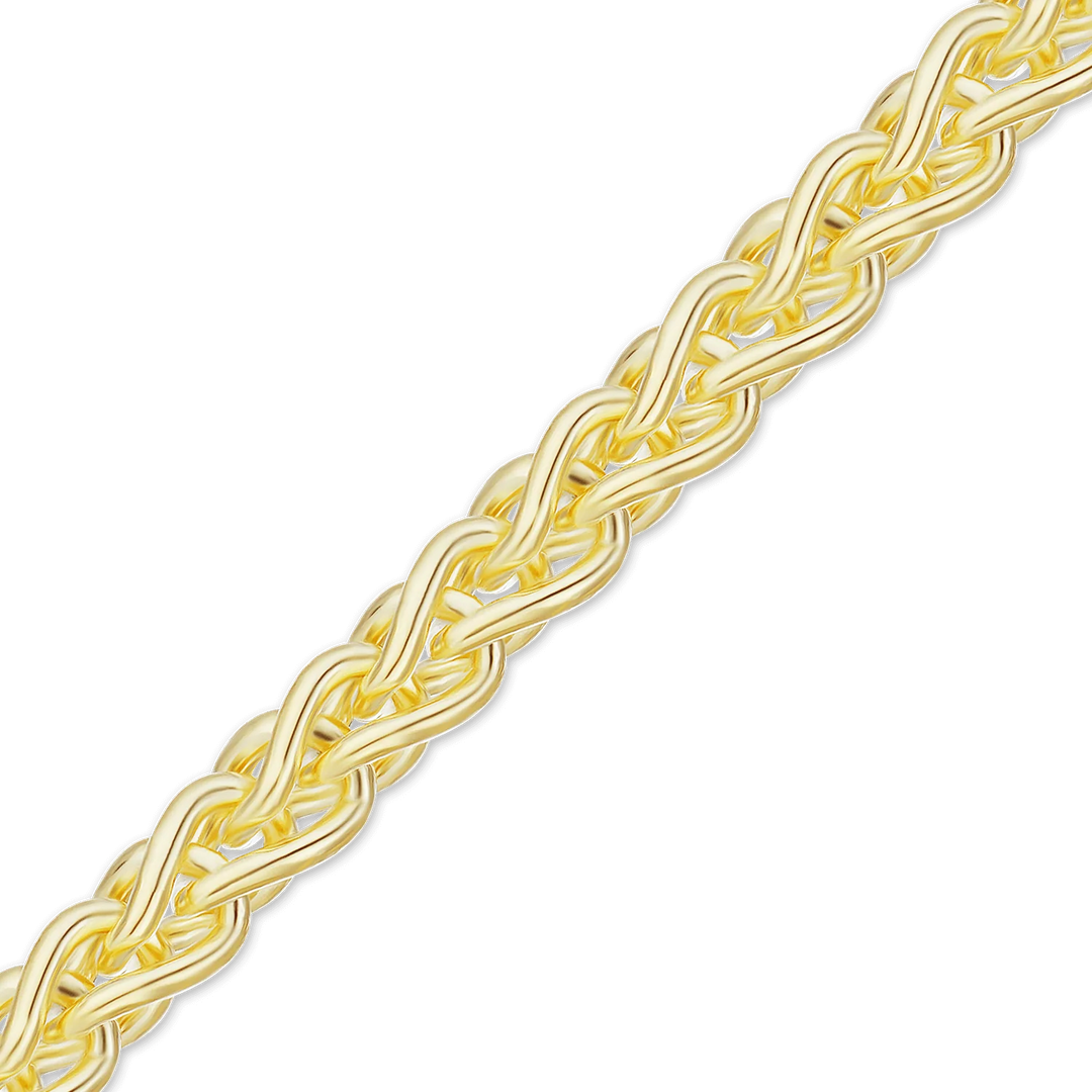 14K Yellow Gold Wheat Bracelet Solid Gold Spiga Link Not Plated