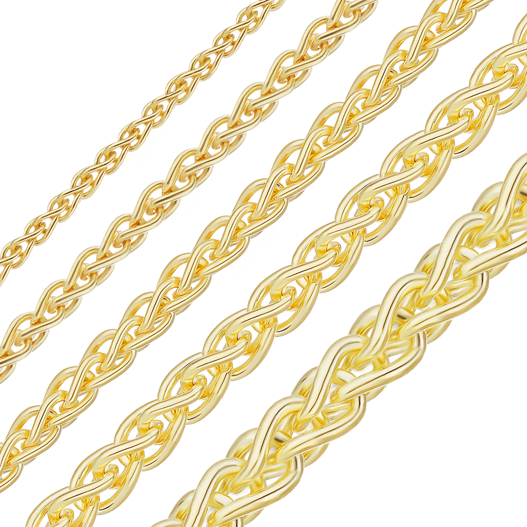 14K Yellow Gold Wheat Bracelet Solid Gold Spiga Link Not Plated