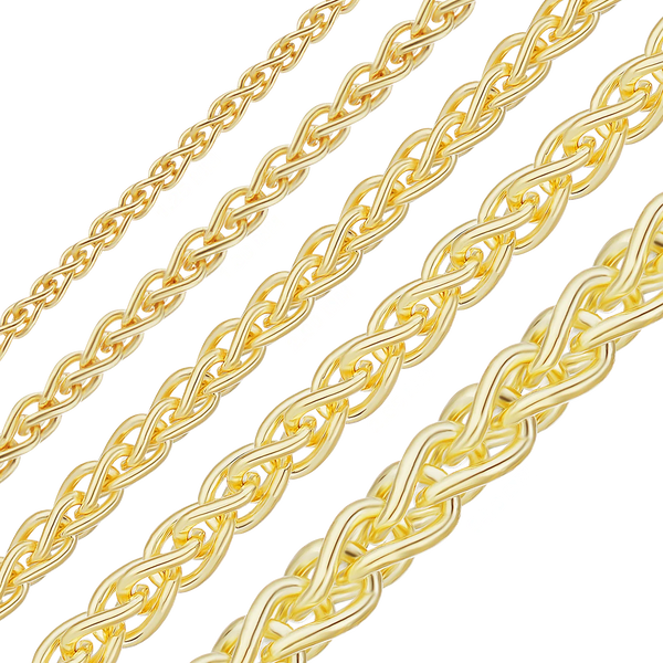 14K Yellow Gold Wheat Bracelet Solid Gold Spiga Link Not Plated